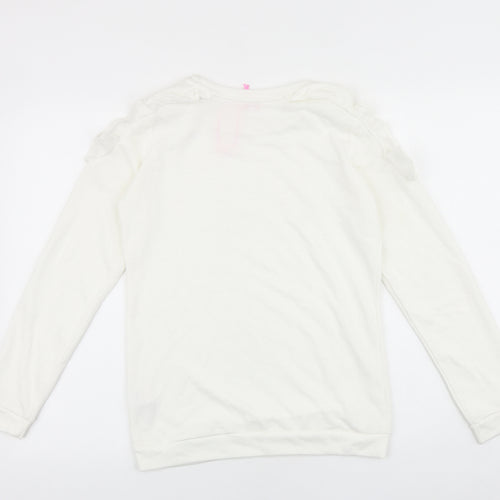 Miss Evie Girls White 100% Cotton Pullover Sweatshirt Size 13-14 Years Pullover