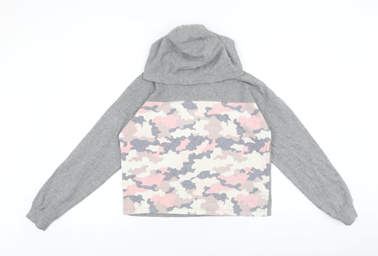 F&F Girls Grey Camouflage Cotton Pullover Hoodie Size 13-14 Years Pullover