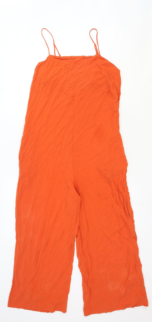 Topshop Womens Orange Viscose Jumpsuit One-Piece Size 10 Pullover