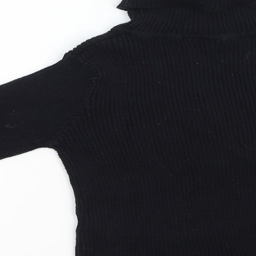 Matalan Girls Black Roll Neck Cotton Pullover Jumper Size 9 Years Pullover