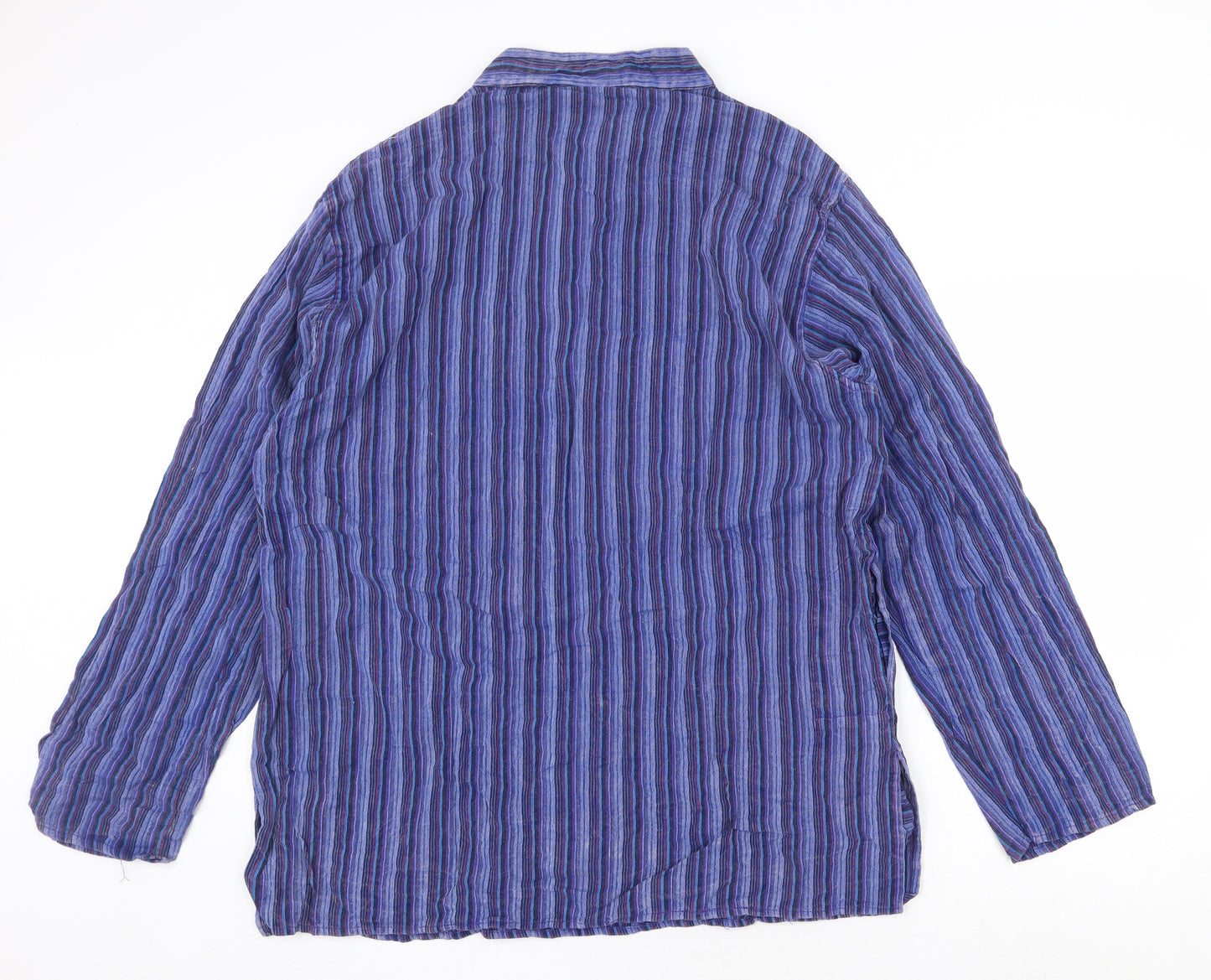 Gringo Mens Purple Striped Cotton Button-Up Size XS Mock Neck Button