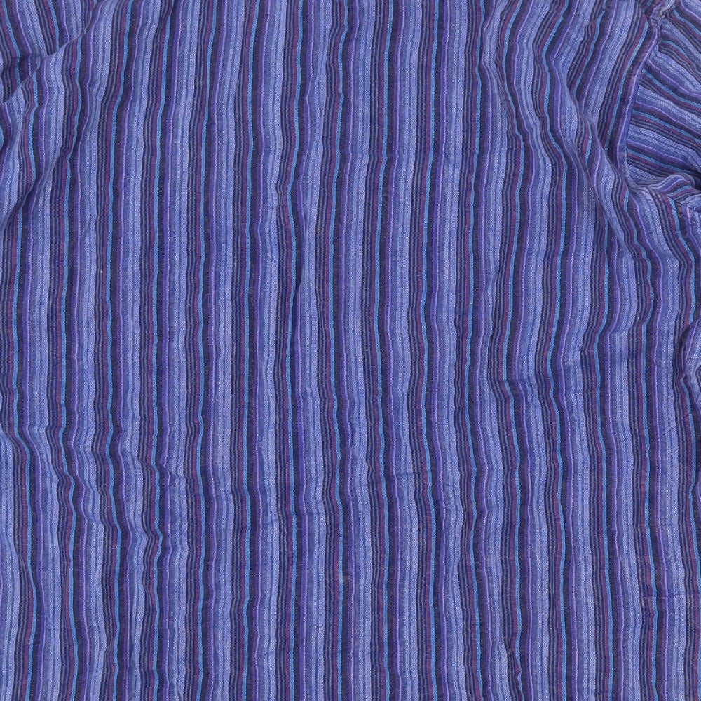 Gringo Mens Purple Striped Cotton Button-Up Size XS Mock Neck Button