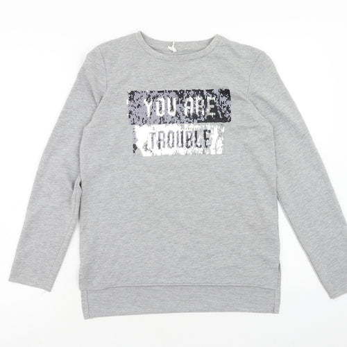 Young Dimension Girls Grey Polyester Pullover Sweatshirt Size 12-13 Years Pullover - You Are Trouble