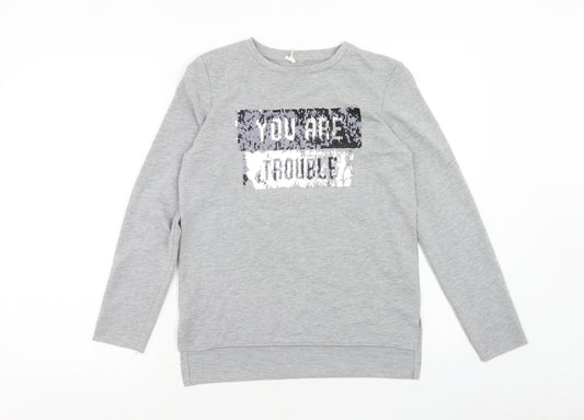 Young Dimension Girls Grey Polyester Pullover Sweatshirt Size 12-13 Years Pullover - You Are Trouble