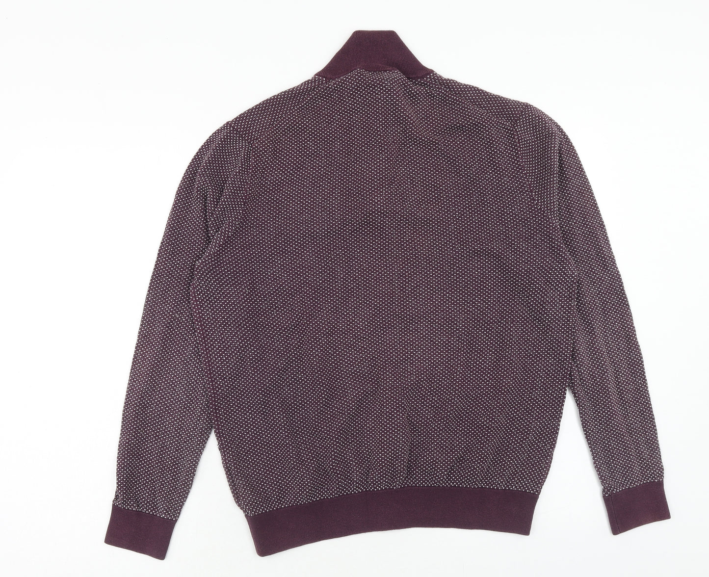 Jeff Banks Mens Purple High Neck Cotton Pullover Jumper Size M Long Sleeve
