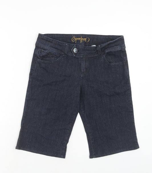 Spoon jeans Womens Blue Cotton Bermuda Shorts Size L Regular Zip