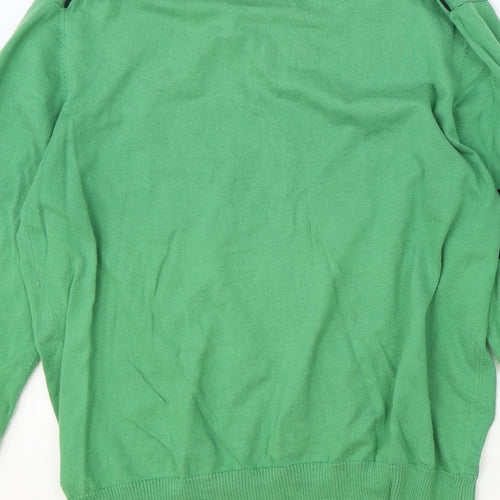 NEXT Mens Green V-Neck Cotton Pullover Jumper Size M Long Sleeve