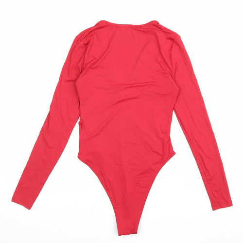 SheIn Womens Red Polyester Bodysuit One-Piece Size XS Snap