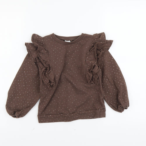 NEXT Girls Brown Cotton Pullover Sweatshirt Size 4-5 Years Pullover