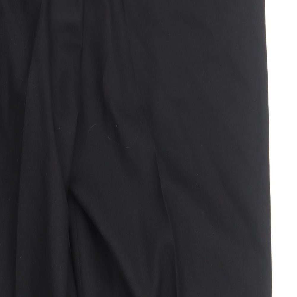 David Moss Mens Black Polyester Dress Pants Trousers Size L Regular Zip