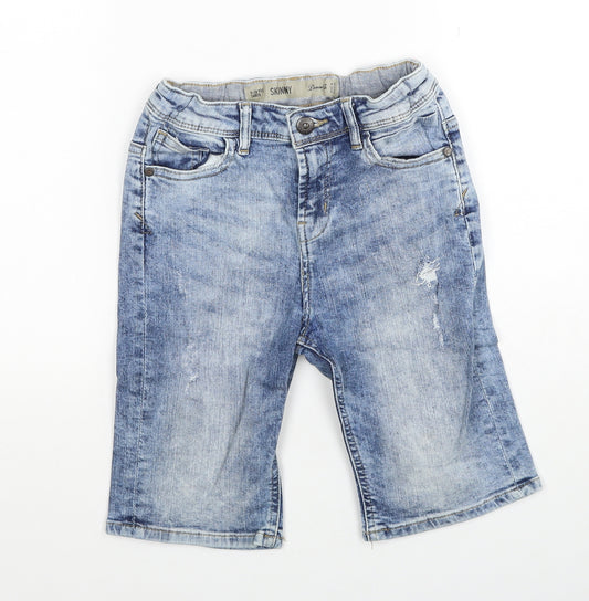 Denim & Co. Boys Blue Cotton Straight Jeans Size 9-10 Years Regular Zip - Distressed