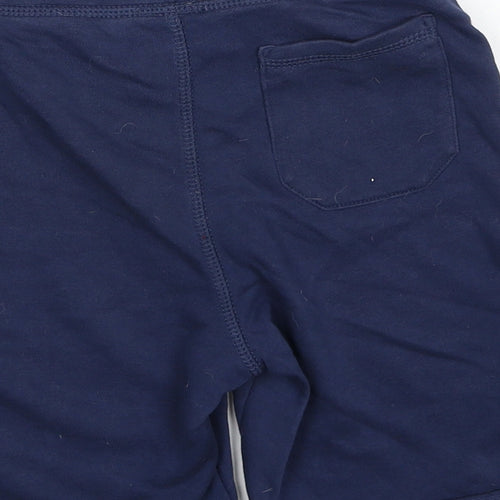 H&M Boys Blue Cotton Sweat Shorts Size 6-7 Years Regular Drawstring - T-rex