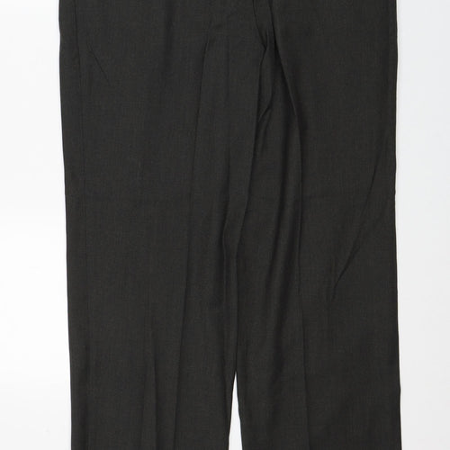 Preworn Mens Grey Polyester Dress Pants Trousers Size 36 in Regular Zip