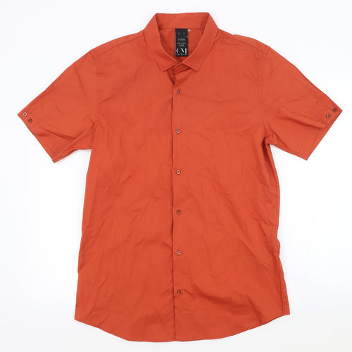 Cold Method Mens Orange Cotton Button-Up Size XL Collared Button