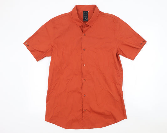 Cold Method Mens Orange Cotton Button-Up Size XL Collared Button
