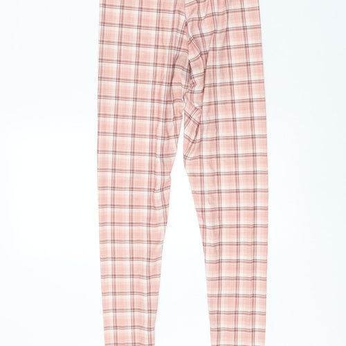 PRETTYLITTLETHING Womens Pink Plaid Polyester Jogger Leggings Size 8