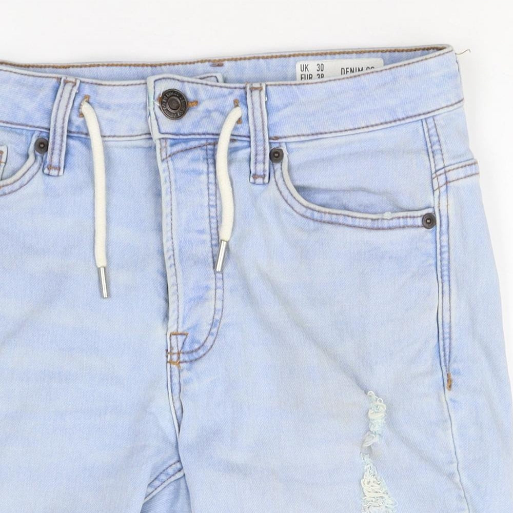Denim Co Mens Blue Cotton Biker Shorts Size 30 in Regular Drawstring