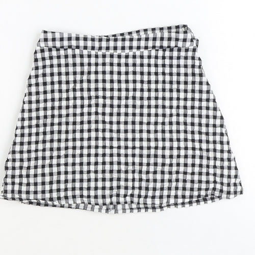 Primark Girls Black Check Polyester Wrap Skirt Size 8-9 Years Regular