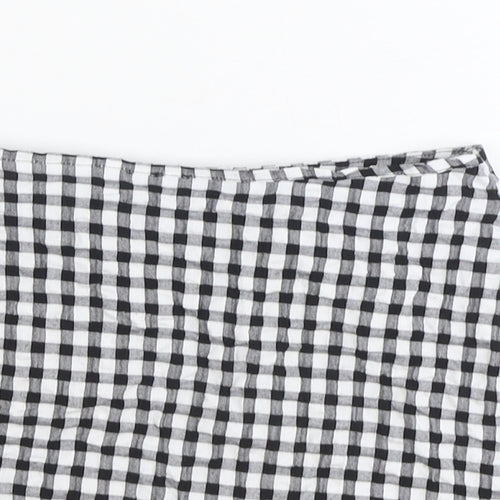 Primark Girls Black Check Polyester Wrap Skirt Size 8-9 Years Regular