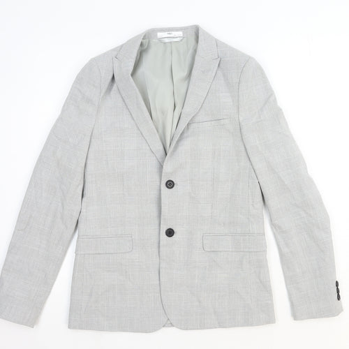 Marks and Spencer Girls Grey Plaid Jacket Blazer Size 13-14 Years Button