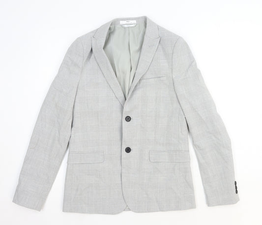 Marks and Spencer Girls Grey Plaid Jacket Blazer Size 13-14 Years Button