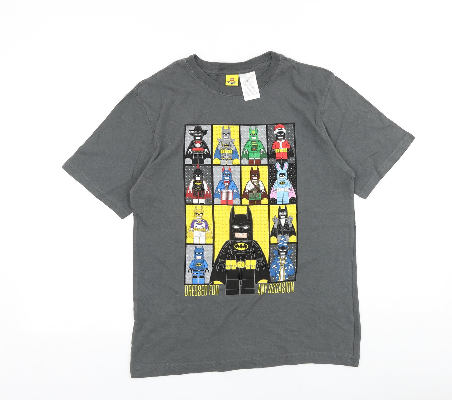 LEGO Boys Grey 100% Cotton Basic T-Shirt Size XL Round Neck Pullover - Batman