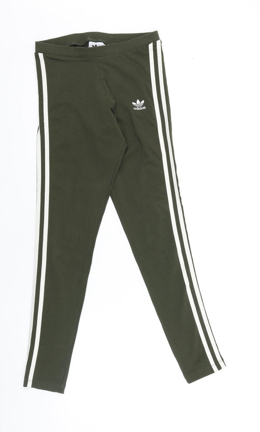 adidas Womens Green 100% Cotton Jogger Leggings Size 6 L28 in