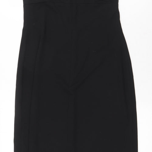 Long Tall Sally Womens Black Polyester Slip Dress Size 12 Sweetheart Zip