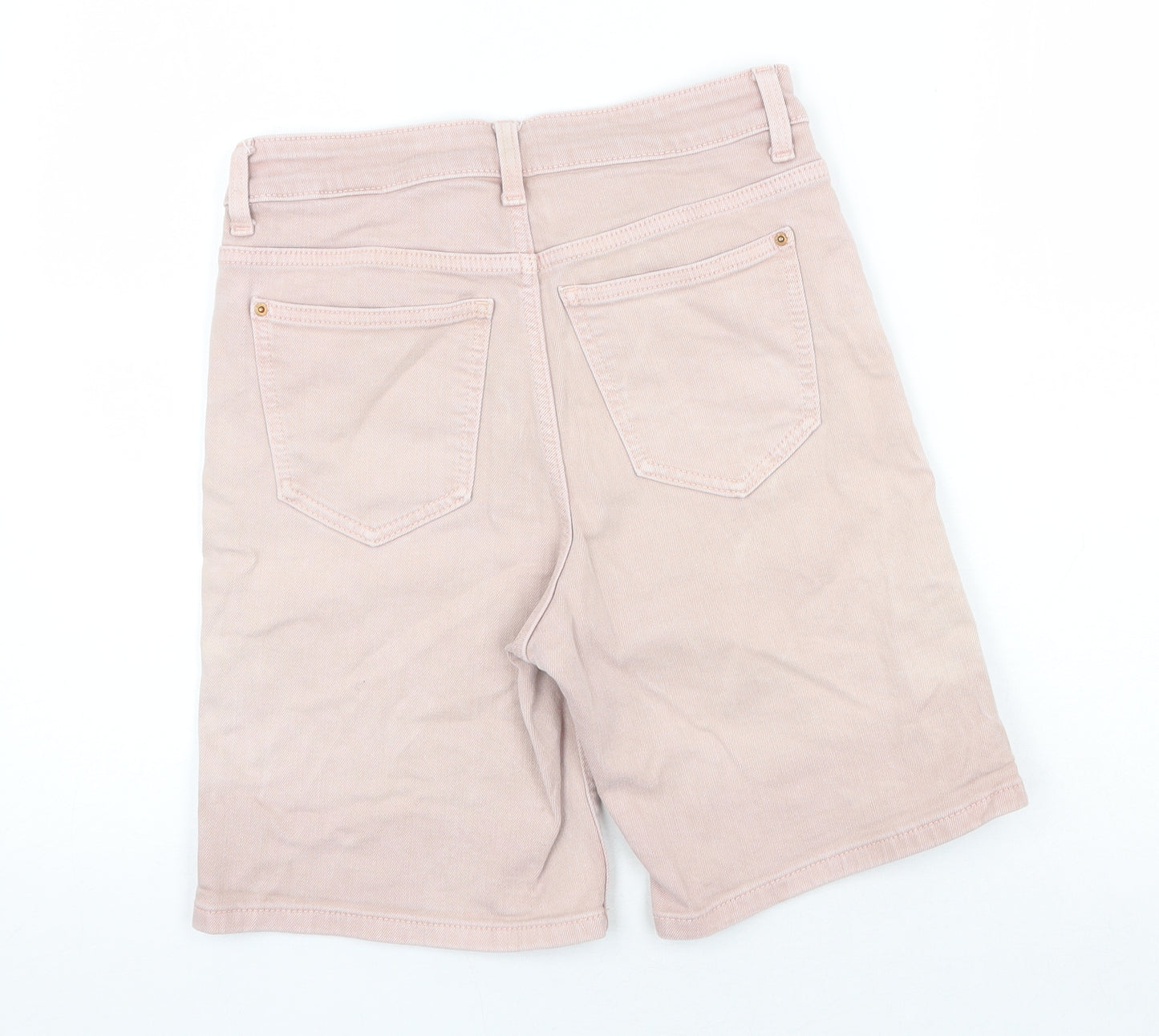 Marks and Spencer Womens Pink Cotton Bermuda Shorts Size 6 Regular Zip