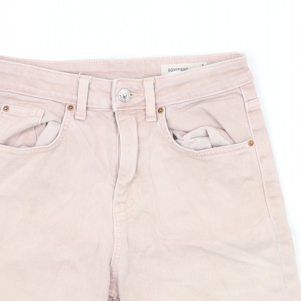 Marks and Spencer Womens Pink Cotton Bermuda Shorts Size 6 Regular Zip