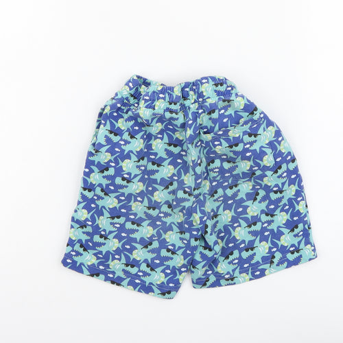 PEP&CO Boys Blue Geometric Cotton Sweat Shorts Size 6-7 Years Regular Drawstring - Shark Swim Shorts