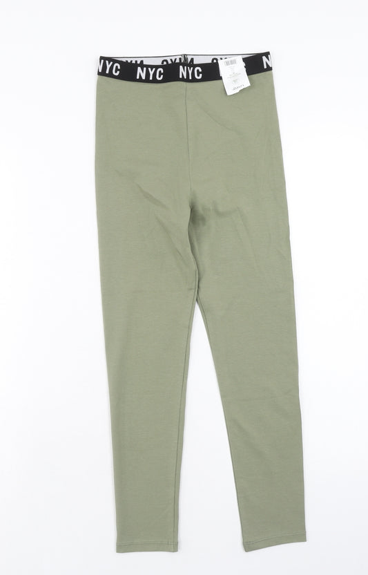 George Girls Green Cotton Jogger Trousers Size 10-11 Years Regular Pullover - Leggings NYC