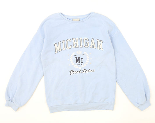 Matalan Girls Blue Cotton Pullover Sweatshirt Size 12 Years Pullover - Michigan
