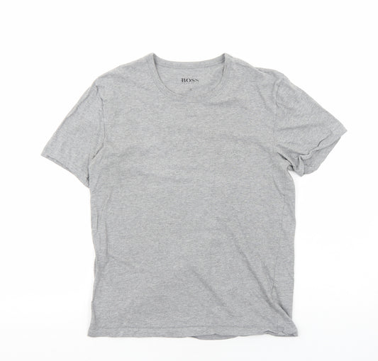 HUGO BOSS Mens Grey Viscose T-Shirt Size S Round Neck