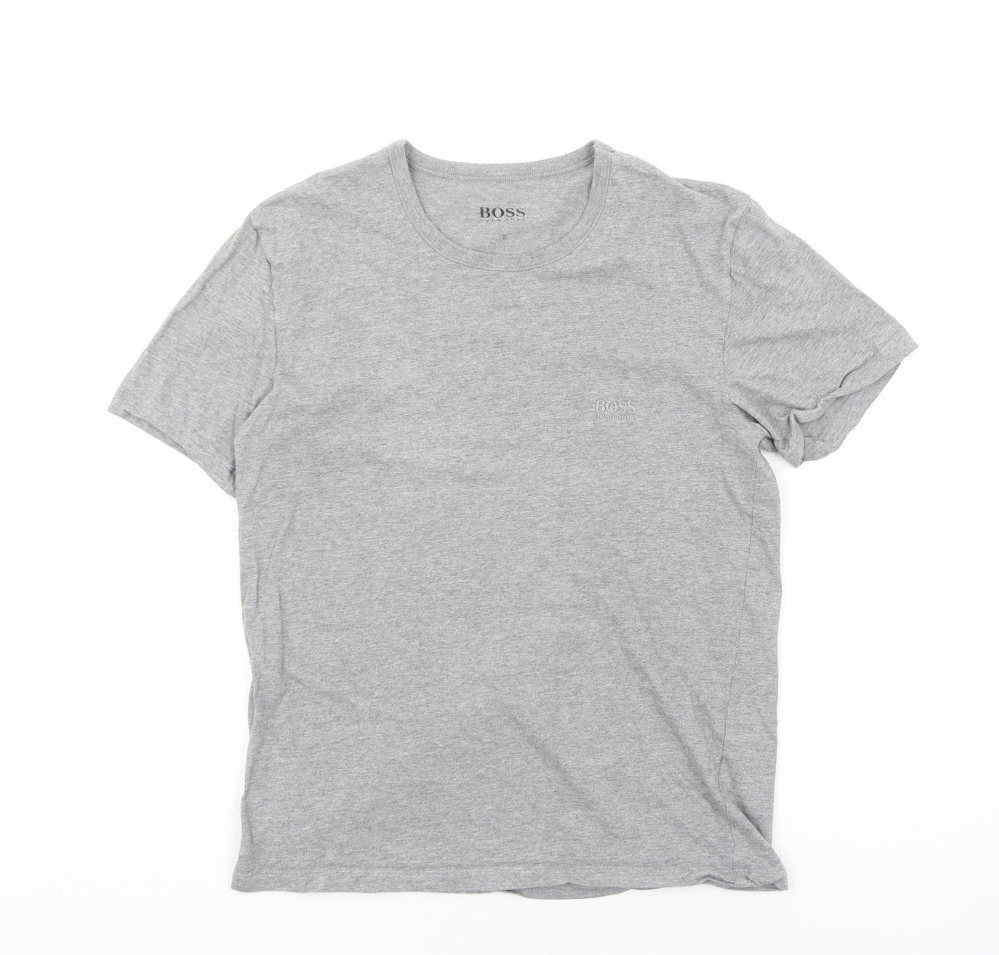 HUGO BOSS Mens Grey Viscose T-Shirt Size S Round Neck