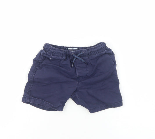 NEXT Boys Blue Cotton Chino Shorts Size 2-3 Years Regular Drawstring
