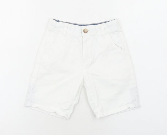 NEXT Boys White Cotton Bermuda Shorts Size 7 Years Regular Zip