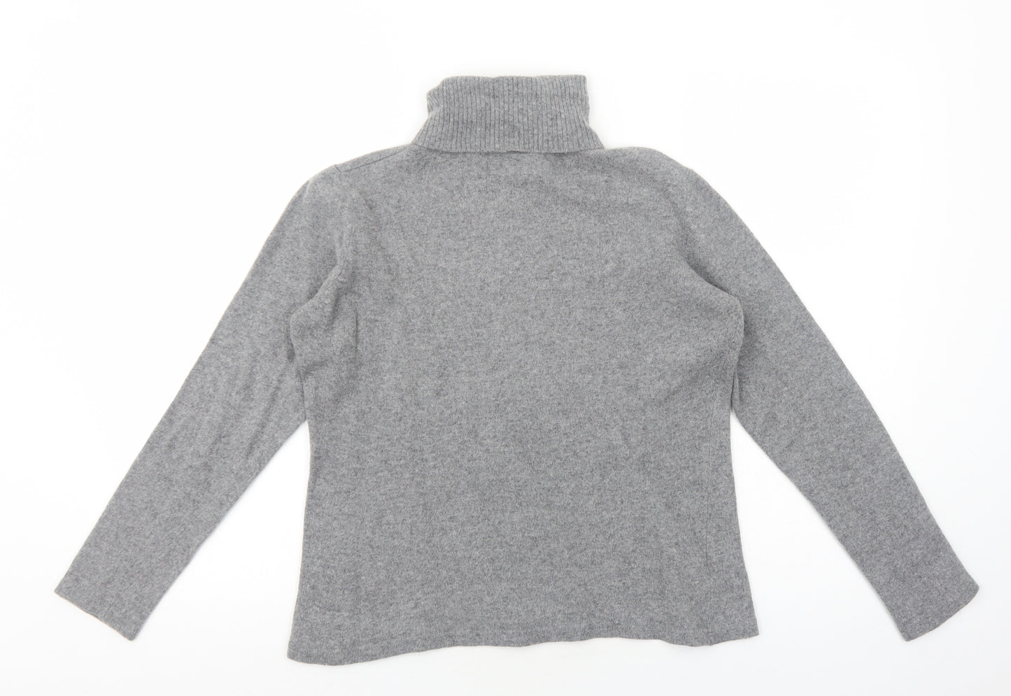 Artigiano Womens Grey Polyester Basic T-Shirt Size M Roll Neck