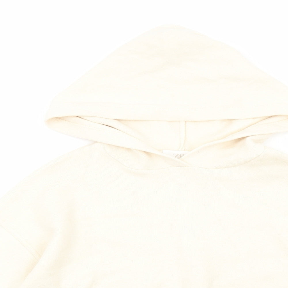 Zara Girls Ivory Viscose Pullover Hoodie Size 11-12 Years Pullover