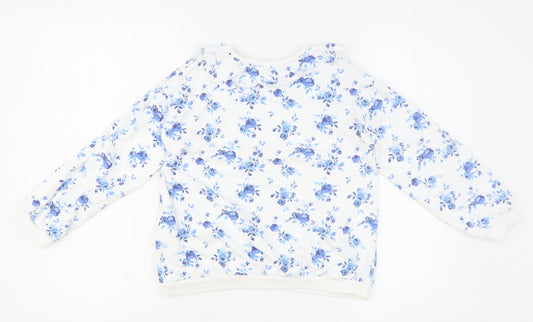 George Girls White Floral Cotton Pullover Sweatshirt Size 8-9 Years Pullover