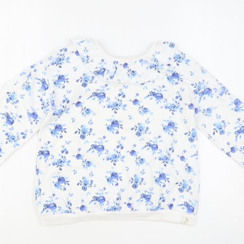 George Girls White Floral Cotton Pullover Sweatshirt Size 8-9 Years Pullover