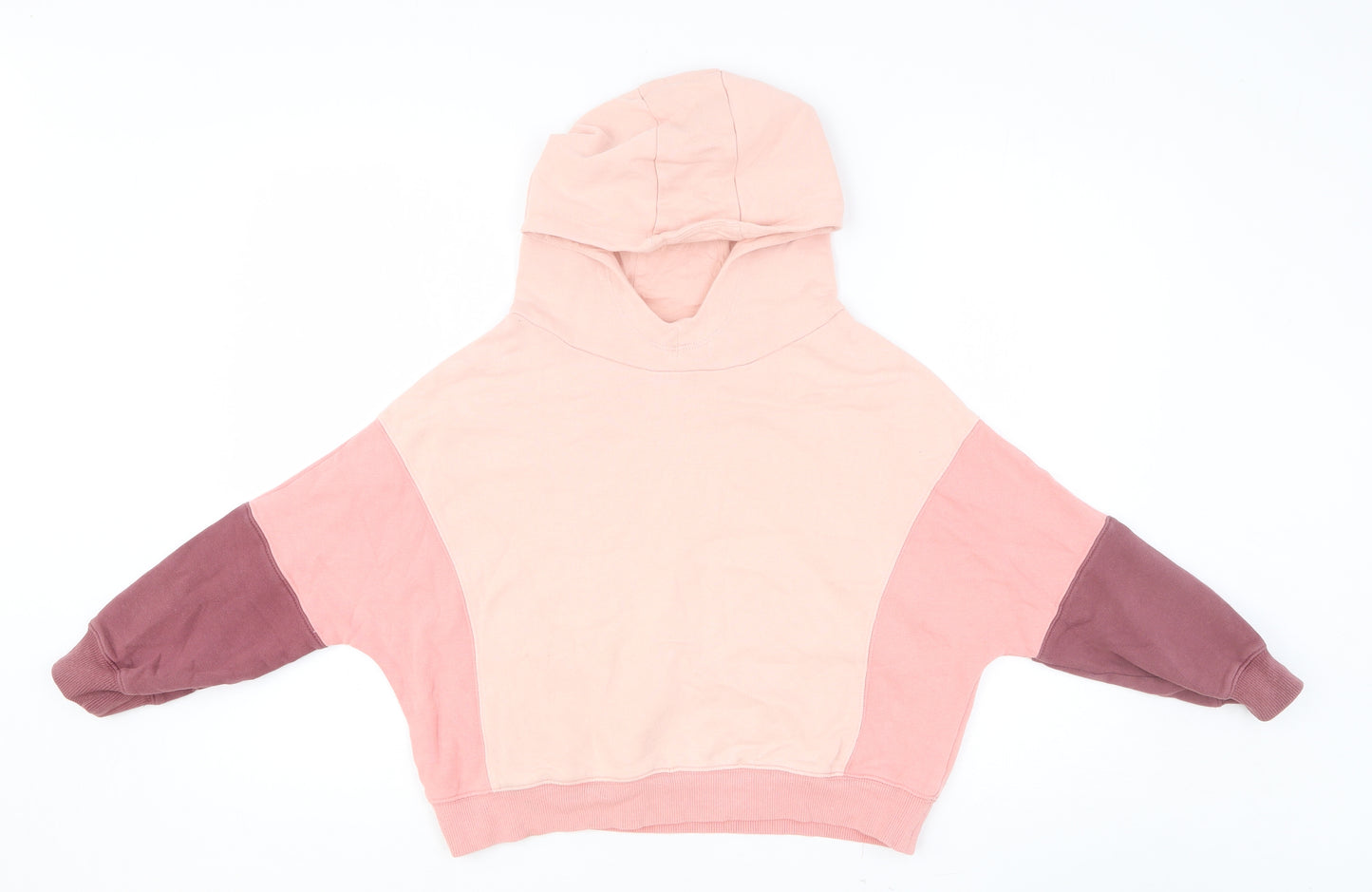 NEXT Girls Pink Colourblock Cotton Pullover Hoodie Size 10 Years Pullover
