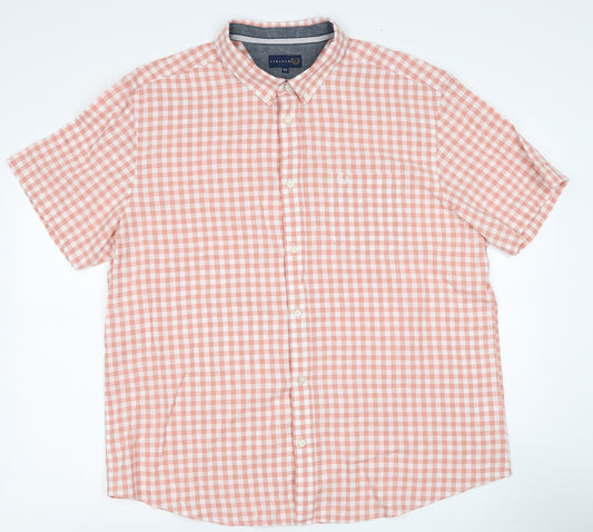 Lincoln Mens Pink Check Linen Button-Up Size XL Collared Button