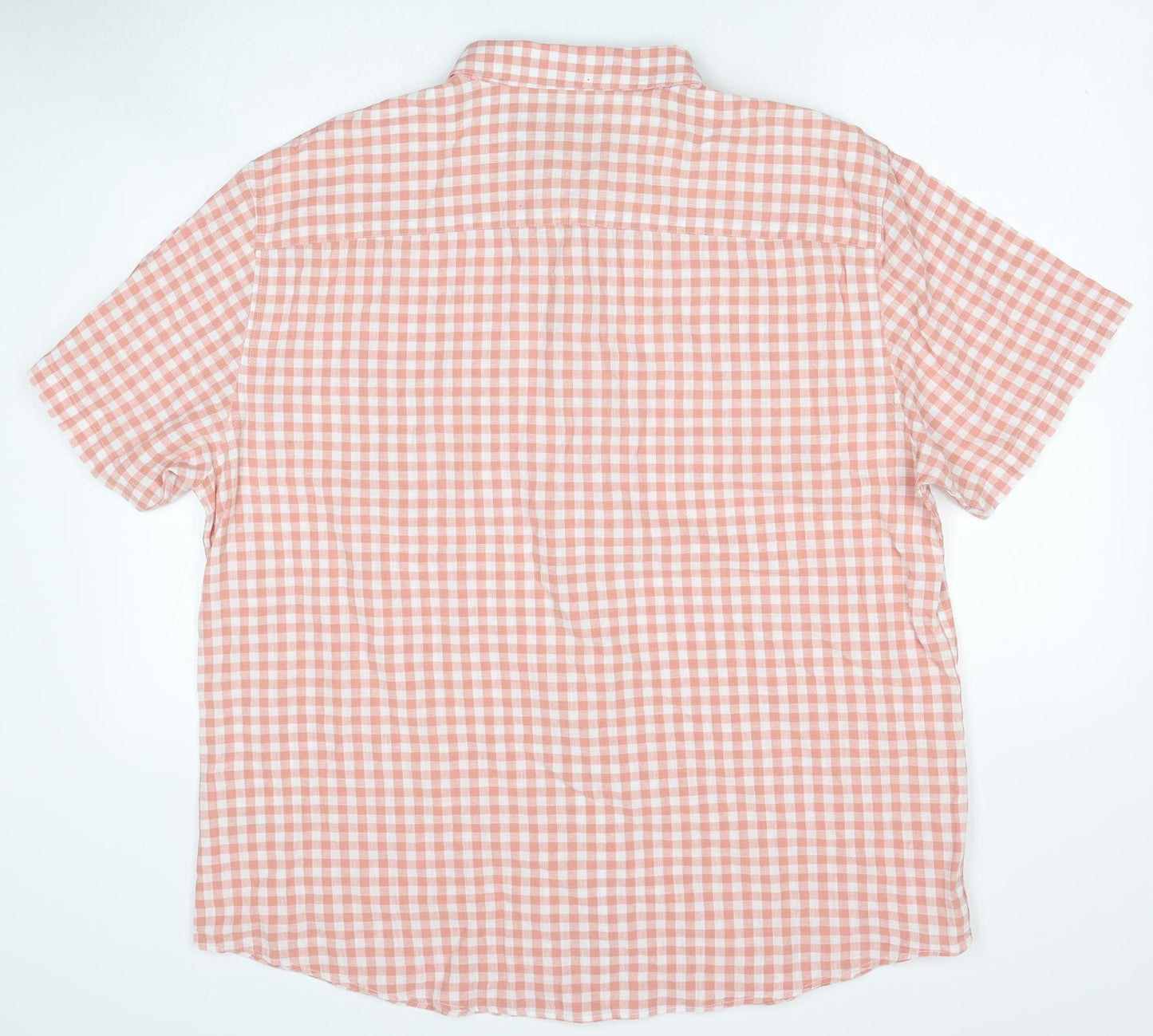 Lincoln Mens Pink Check Linen Button-Up Size XL Collared Button