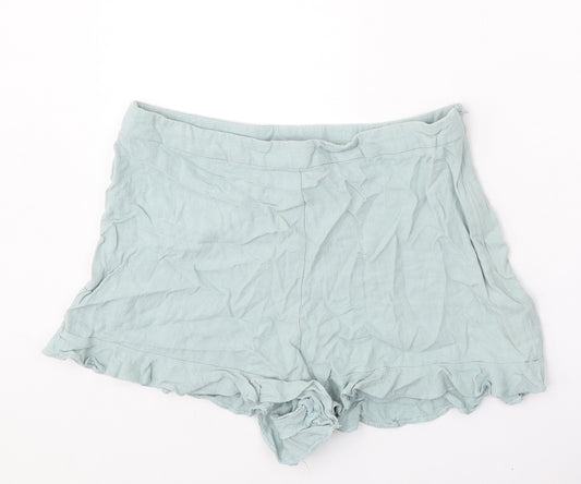 New Look Womens Green Viscose Basic Shorts Size 14 Regular Zip