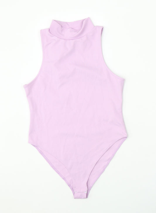 New Look Womens Purple Polyester Bodysuit One-Piece Size 14 Snap