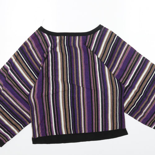 BiBA Womens Purple Boat Neck Striped Acrylic Pullover Jumper Size 12
