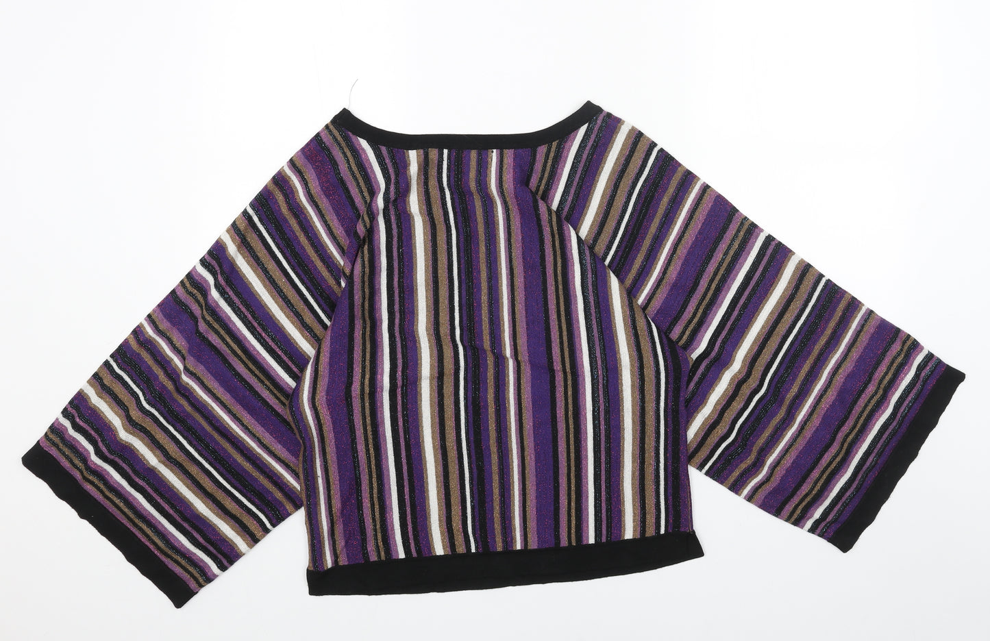 BiBA Womens Purple Boat Neck Striped Acrylic Pullover Jumper Size 12