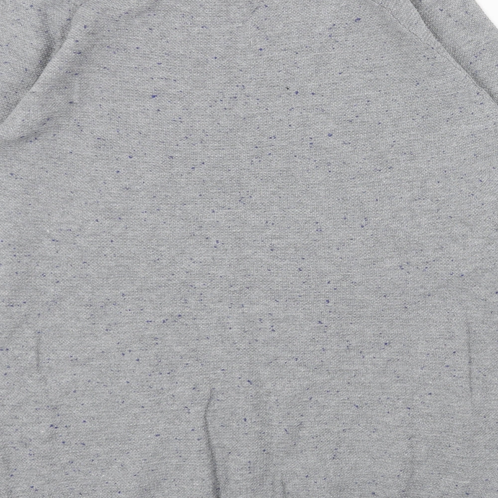 Zara Mens Grey Round Neck Cotton Pullover Jumper Size M Long Sleeve