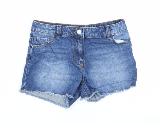 NEXT Girls Blue Cotton Hot Pants Shorts Size 11 Years Regular Zip
